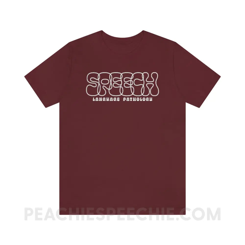 Overlapping Speech Premium Soft Tee - Maroon / S - T-Shirt peachiespeechie.com