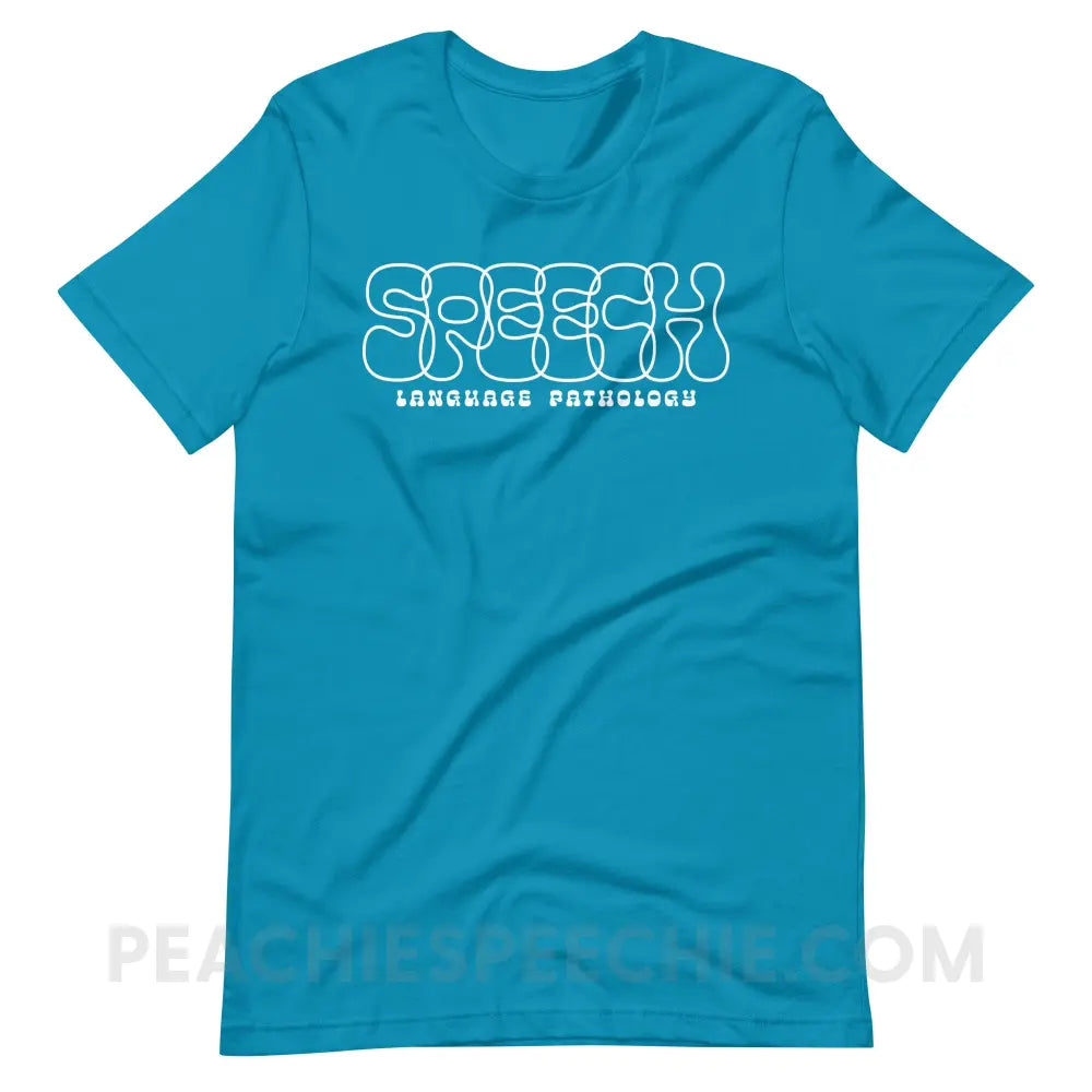 Overlapping Speech Premium Soft Tee - Aqua / S - T-Shirt peachiespeechie.com
