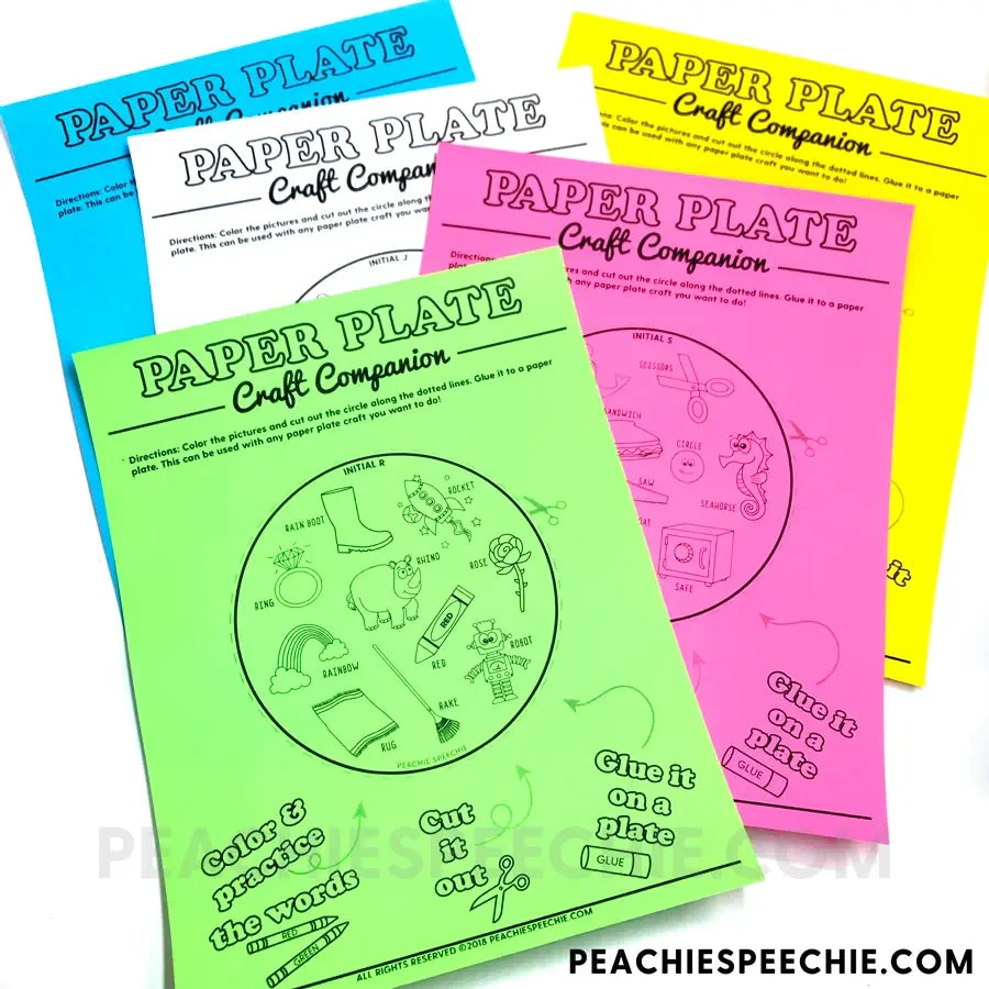 Paper Plate Articulation and Language Activities - Materials peachiespeechie.com