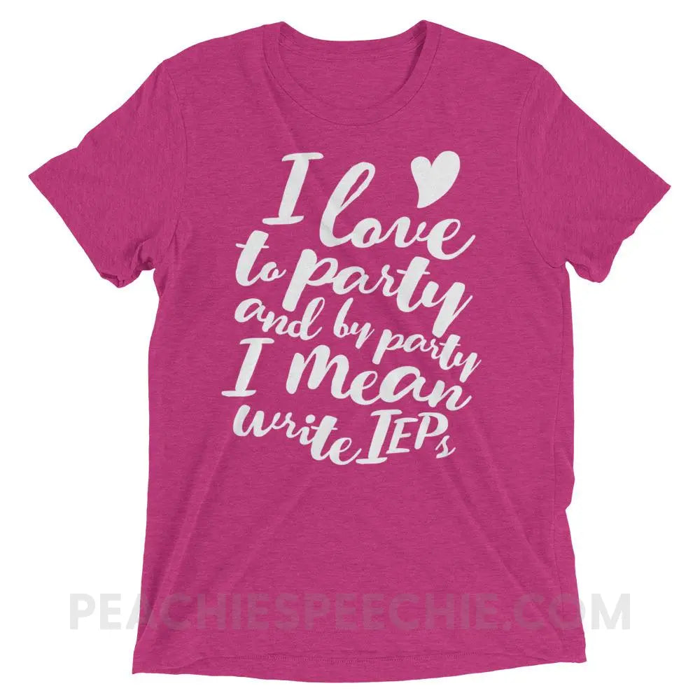 IEP Party Tri-Blend Tee - Berry Triblend / XS - T-Shirts & Tops peachiespeechie.com