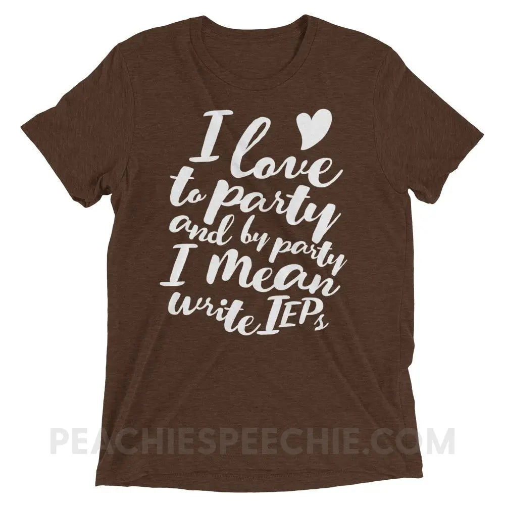IEP Party Tri-Blend Tee - Brown Triblend / XS - T-Shirts & Tops peachiespeechie.com
