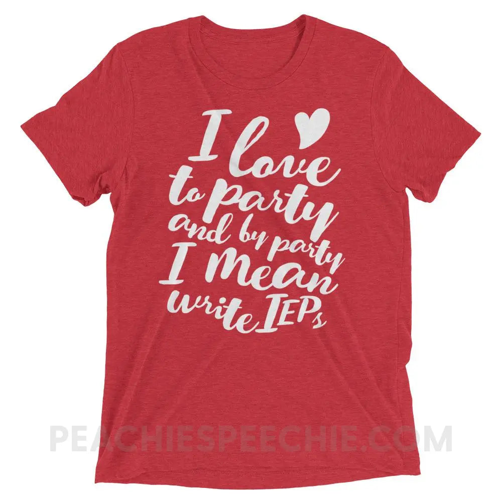 IEP Party Tri-Blend Tee - Red Triblend / XS - T-Shirts & Tops peachiespeechie.com