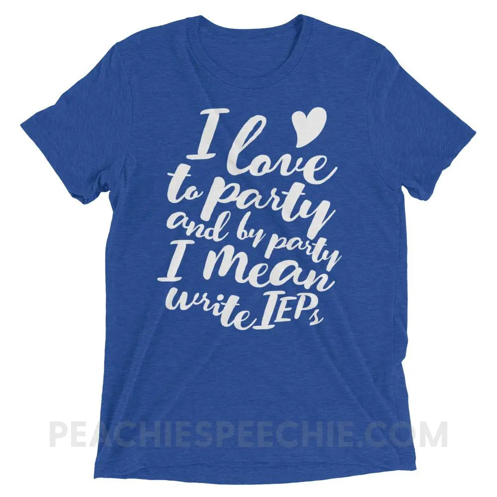 IEP Party Tri-Blend Tee - True Royal Triblend / XS - T-Shirts & Tops peachiespeechie.com