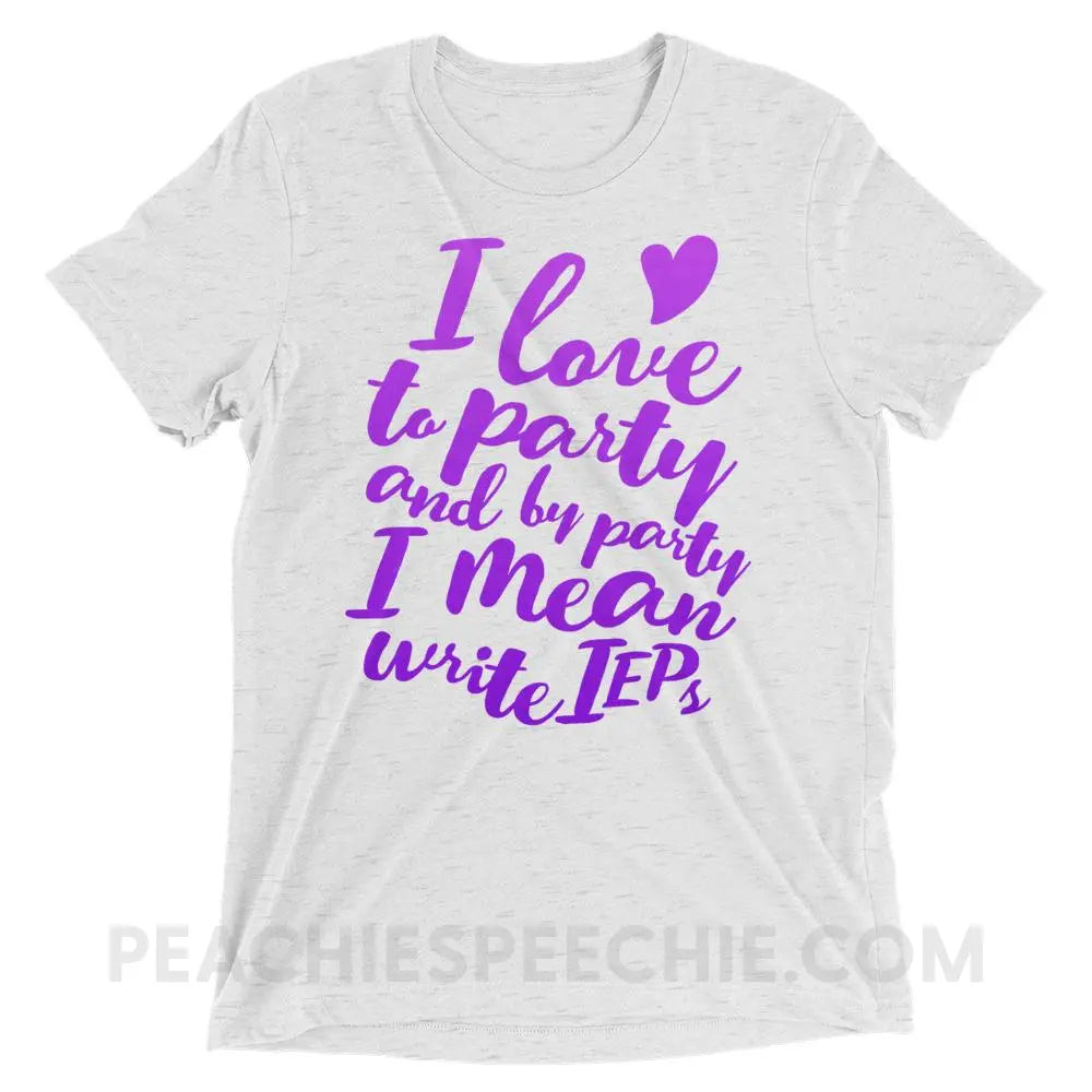 IEP Party Tri-Blend Tee - White Fleck Triblend / XS - T-Shirts & Tops peachiespeechie.com