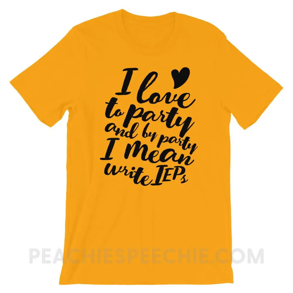 IEP Party Premium Soft Tee - Gold / S - T-Shirts & Tops peachiespeechie.com