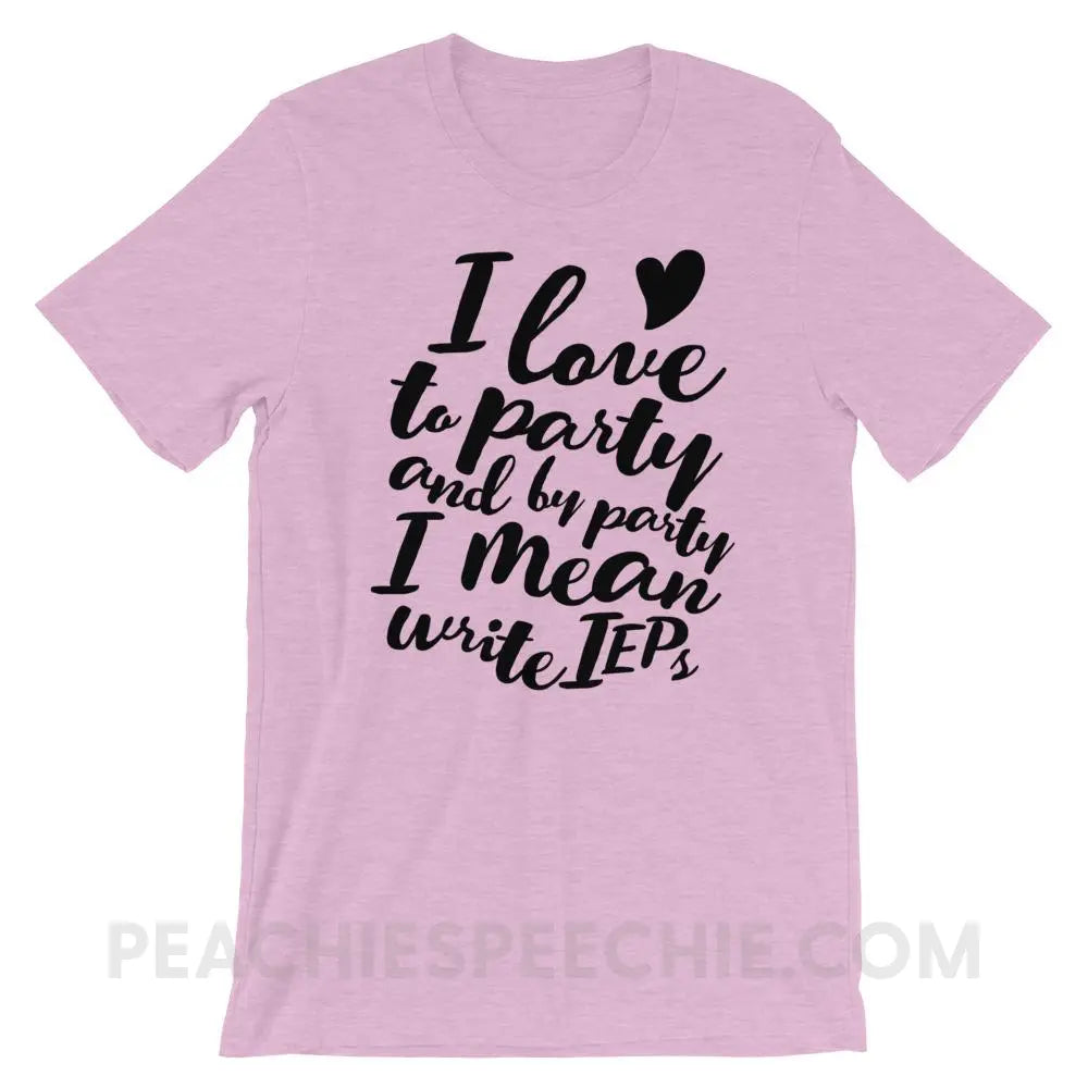 IEP Party Premium Soft Tee - Heather Prism Lilac / XS - T-Shirts & Tops peachiespeechie.com