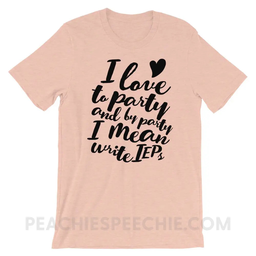 IEP Party Premium Soft Tee - Heather Prism Peach / XS - T-Shirts & Tops peachiespeechie.com