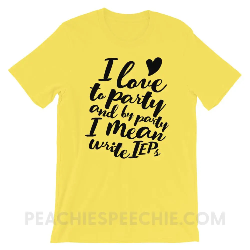 IEP Party Premium Soft Tee - Yellow / S - T-Shirts & Tops peachiespeechie.com