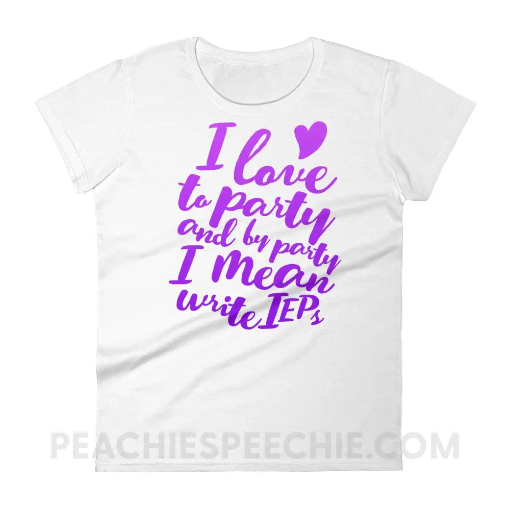 IEP Party Women’s Trendy Tee - White / S - T-Shirts & Tops peachiespeechie.com