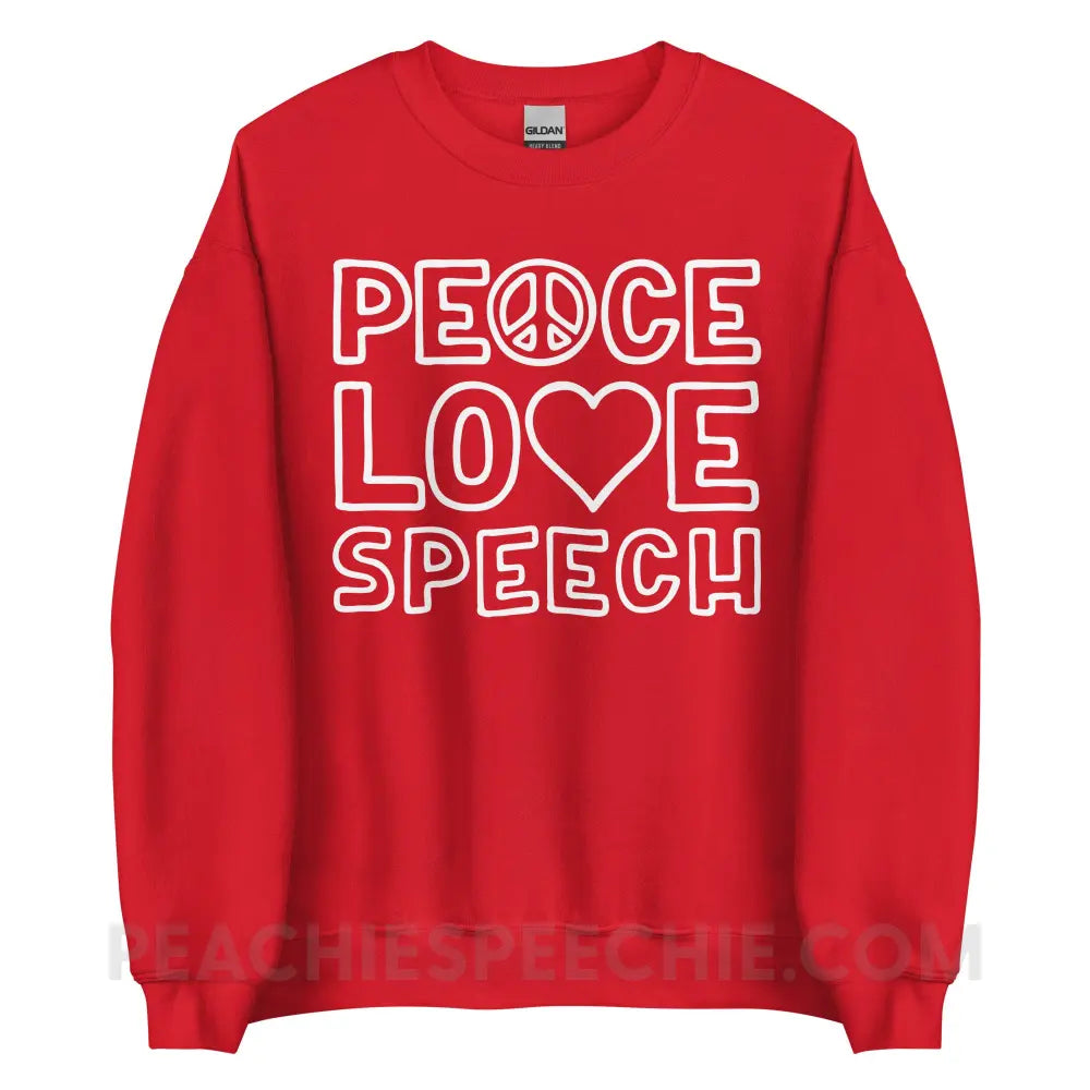 Peace Love Speech Classic Sweatshirt - Red / S - peachiespeechie.com
