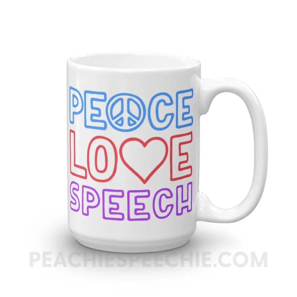 Peace Love Speech Coffee Mug - 15oz - Mugs peachiespeechie.com