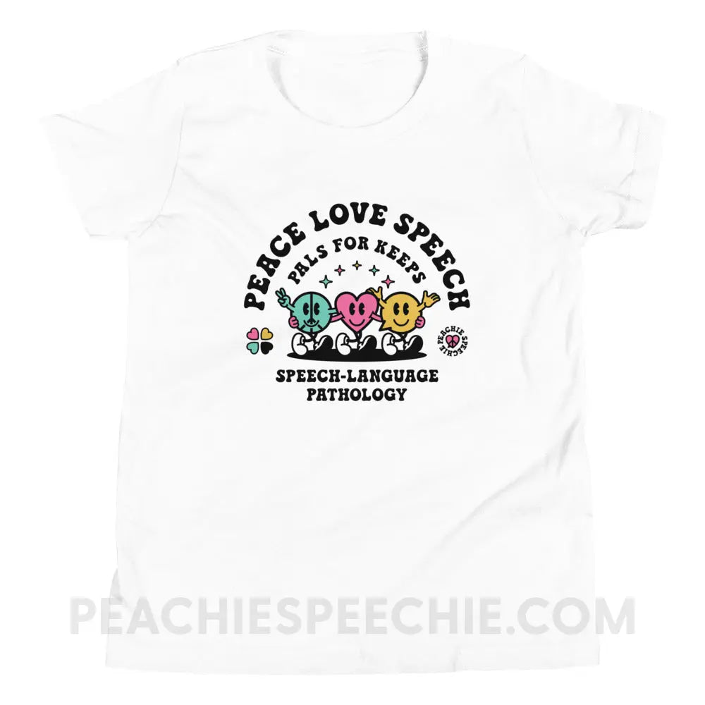 Peace Love Speech Premium Youth Tee - White / S - peachiespeechie.com