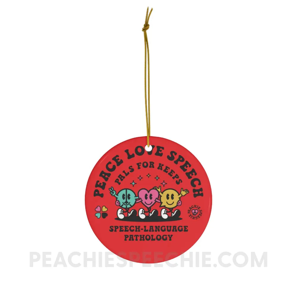 Peace Love Speech Retro Characters Ceramic Ornament - One Size / Circle - Home Decor peachiespeechie.com