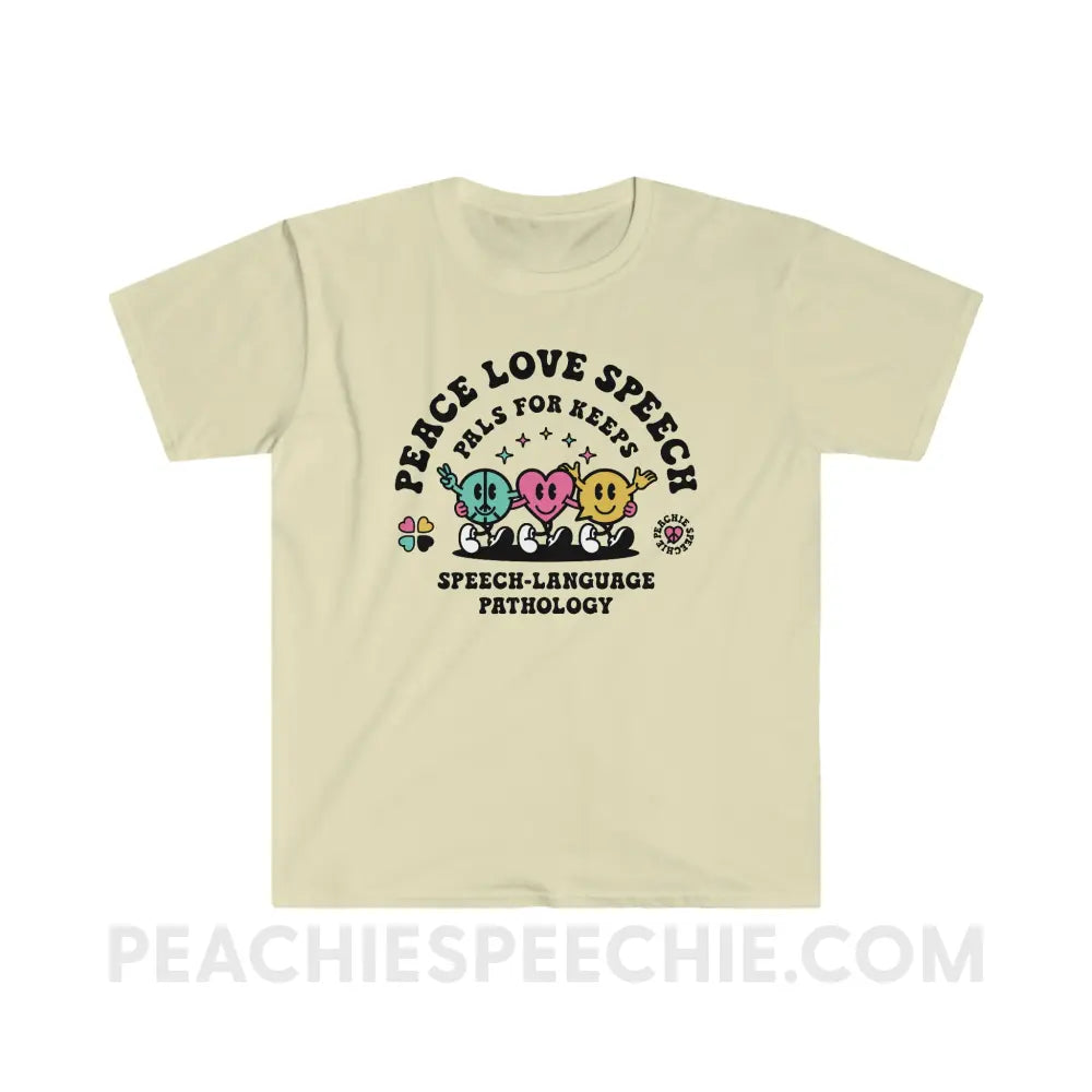 Peace Love Speech Retro Characters Classic Tee - Natural / S - T-Shirt peachiespeechie.com
