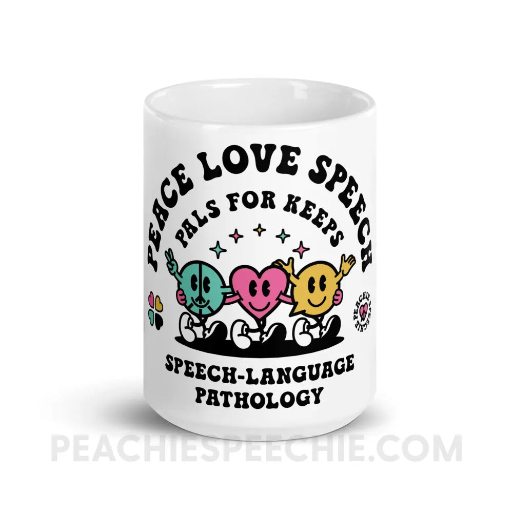 Peace Love Speech Retro Characters Coffee Mug - 15oz - peachiespeechie.com