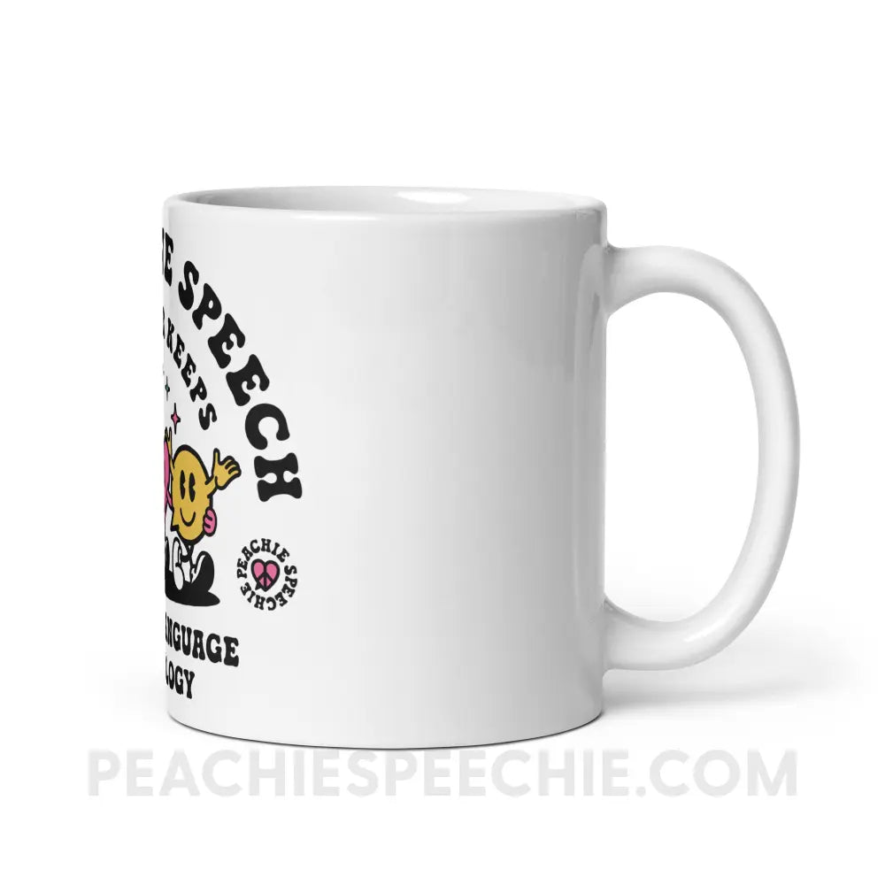 Peace Love Speech Retro Characters Coffee Mug - peachiespeechie.com