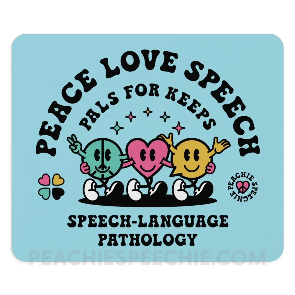 Peace Love Speech Retro Characters Mouse Pad - One size / Rectangle - Home Decor peachiespeechie.com