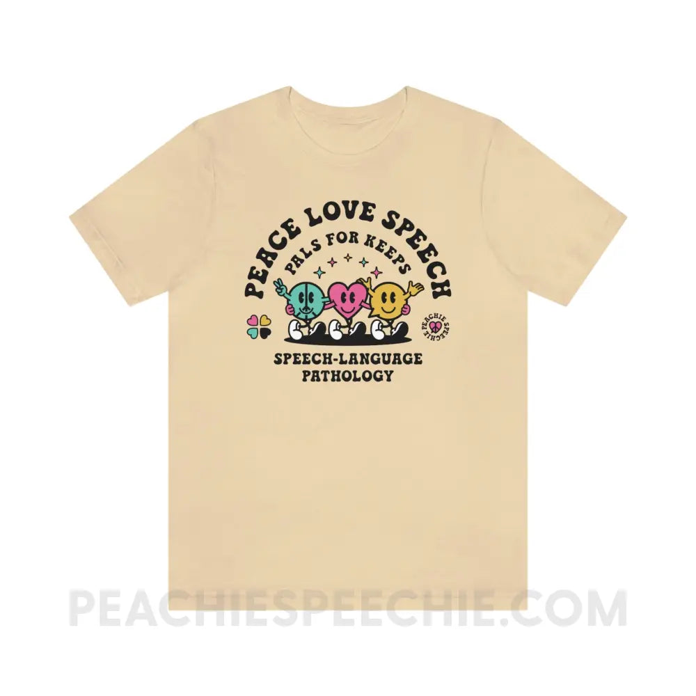 Peace Love Speech Retro Characters Premium Soft Tee - Cream / S - T-Shirt peachiespeechie.com