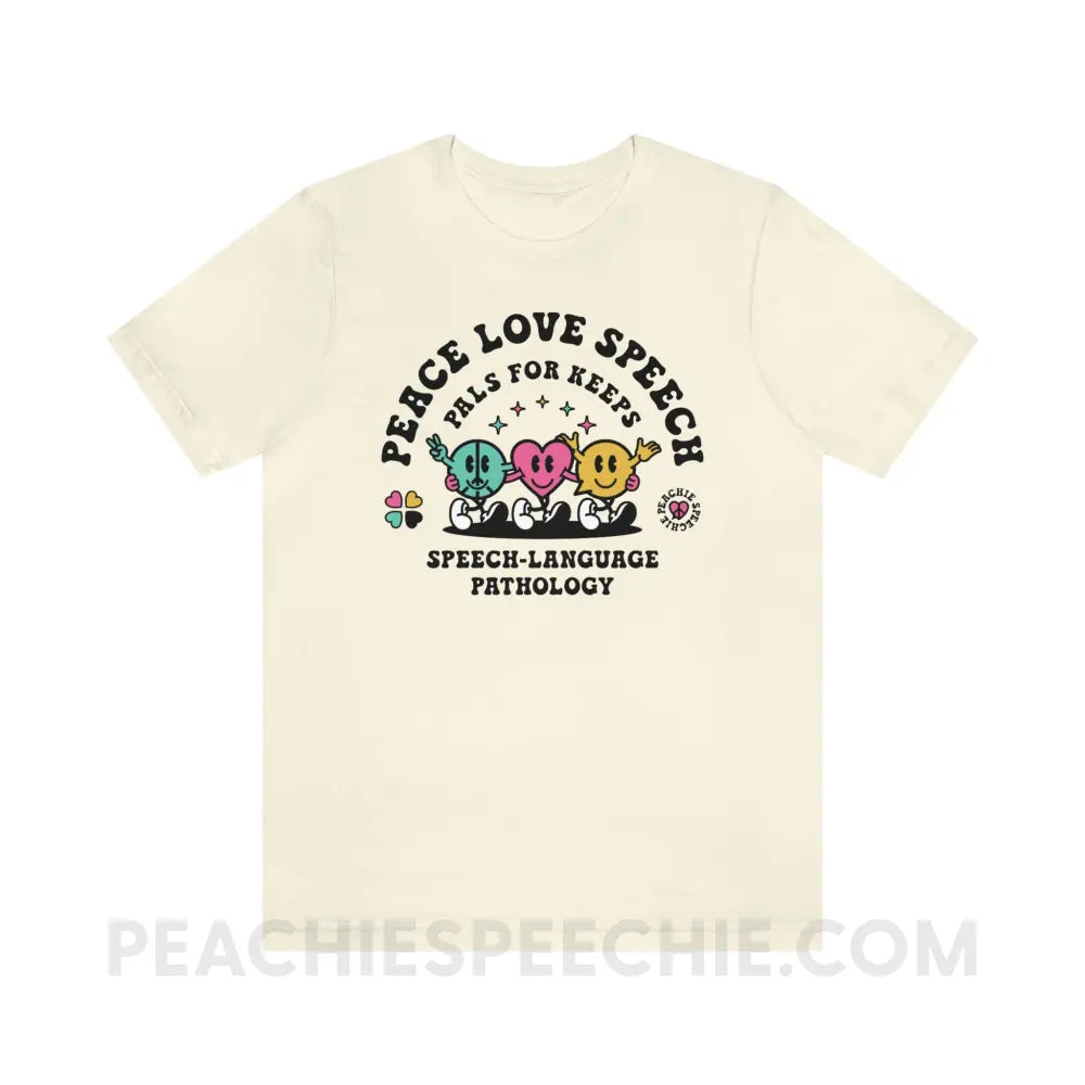 Peace Love Speech Retro Characters Premium Soft Tee - Natural / S - T-Shirt peachiespeechie.com