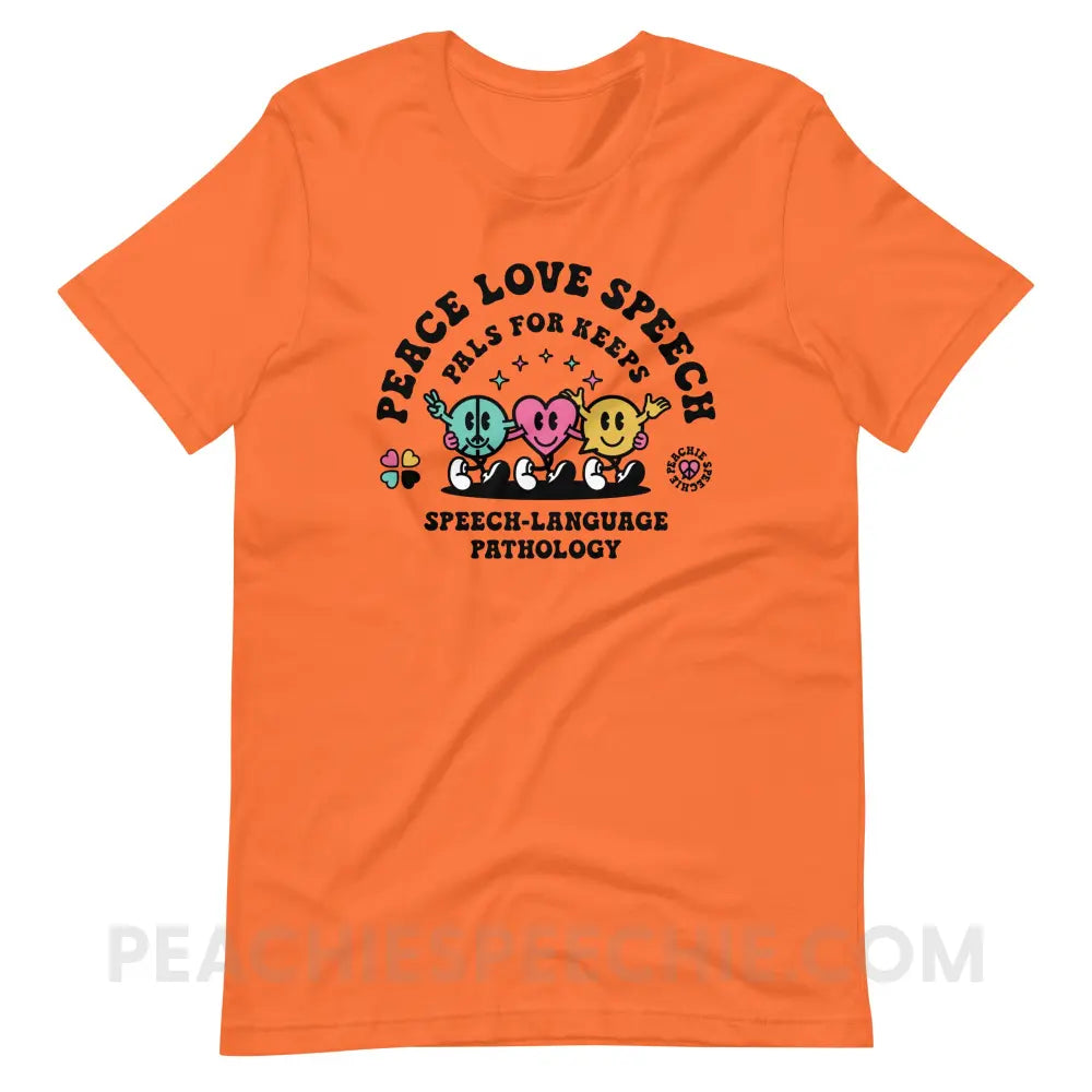 Peace Love Speech Retro Characters Premium Soft Tee - Orange / S - T-Shirt peachiespeechie.com