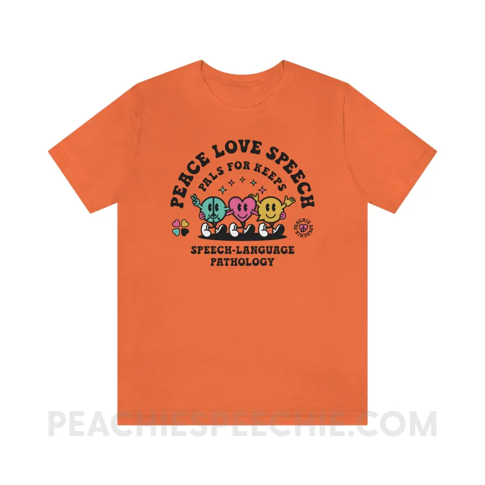 Peace Love Speech Retro Characters Premium Soft Tee - Orange / S - T-Shirt peachiespeechie.com