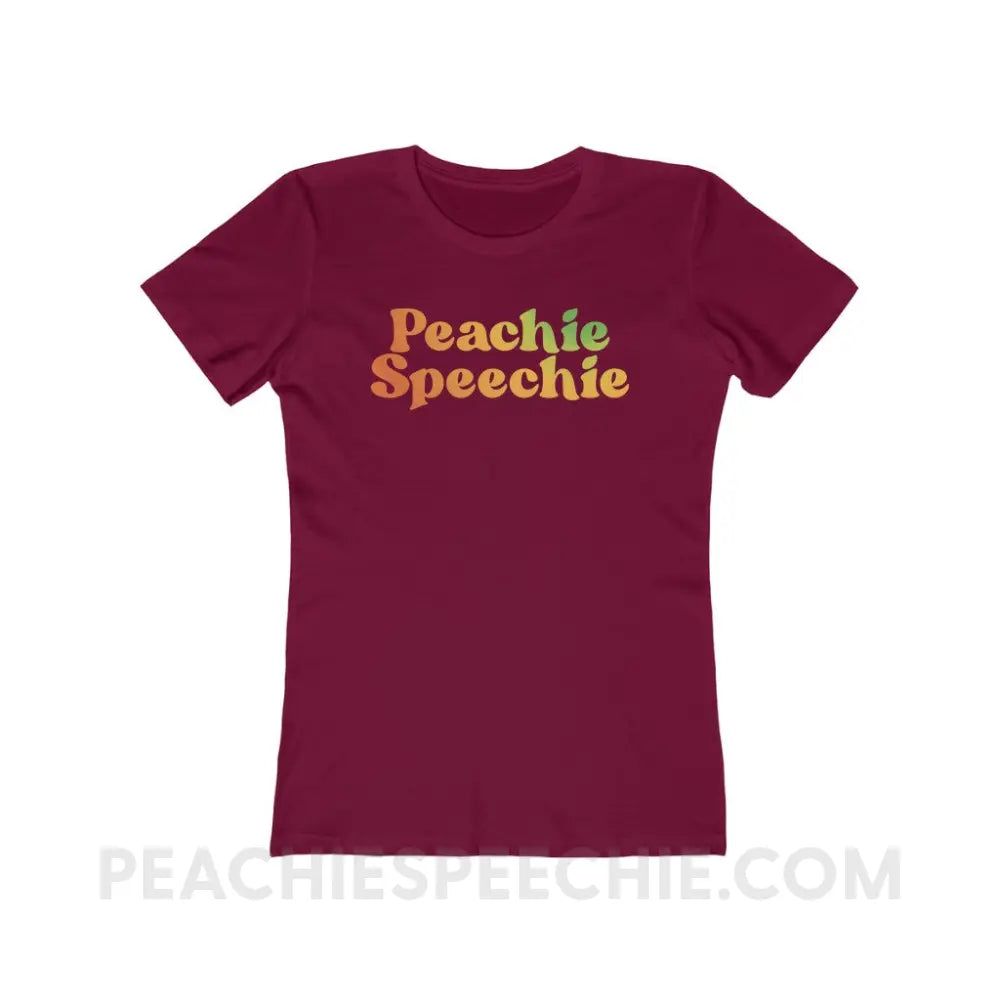 Peachie Speechie Brand Women’s Fitted Tee - Solid Cardinal Red / S - custom product peachiespeechie.com