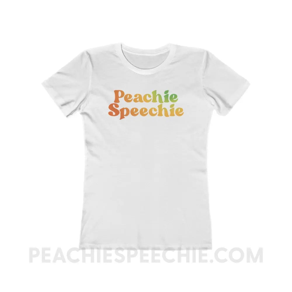 Peachie Speechie Brand Women’s Fitted Tee - Solid White / S - custom product peachiespeechie.com