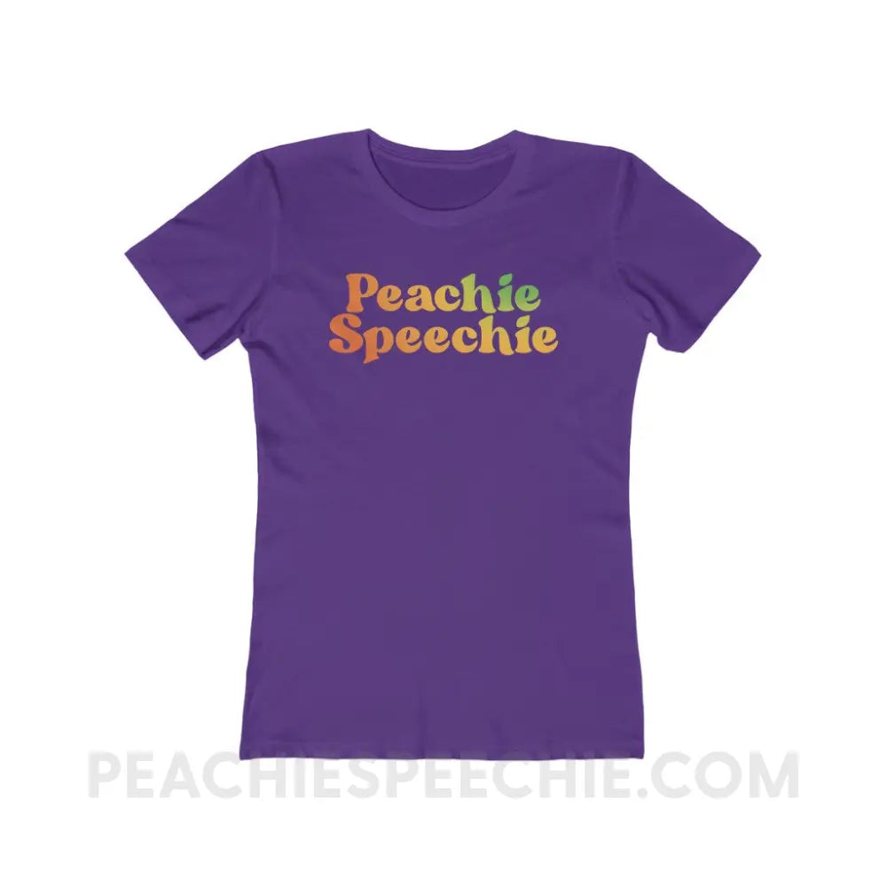 Peachie Speechie Brand Women’s Fitted Tee - Solid Purple Rush / S - custom product peachiespeechie.com