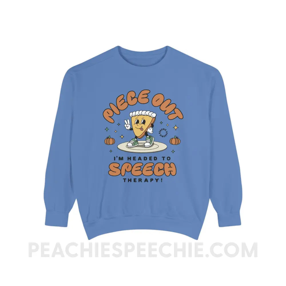 Piece Out Pumpkin Pie Comfort Colors Crewneck - Flo Blue / S - Sweatshirt peachiespeechie.com