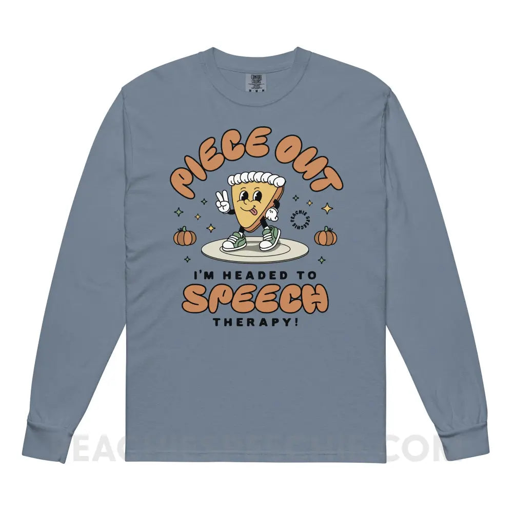 Piece Out Pumpkin Pie Comfort Colors Long Sleeve - Blue Jean / S - peachiespeechie.com