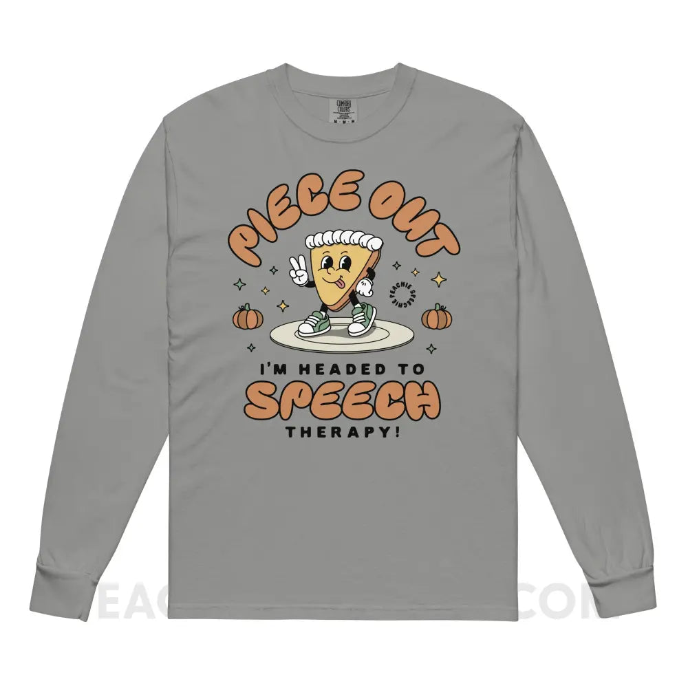 Piece Out Pumpkin Pie Comfort Colors Long Sleeve - Grey / S - peachiespeechie.com