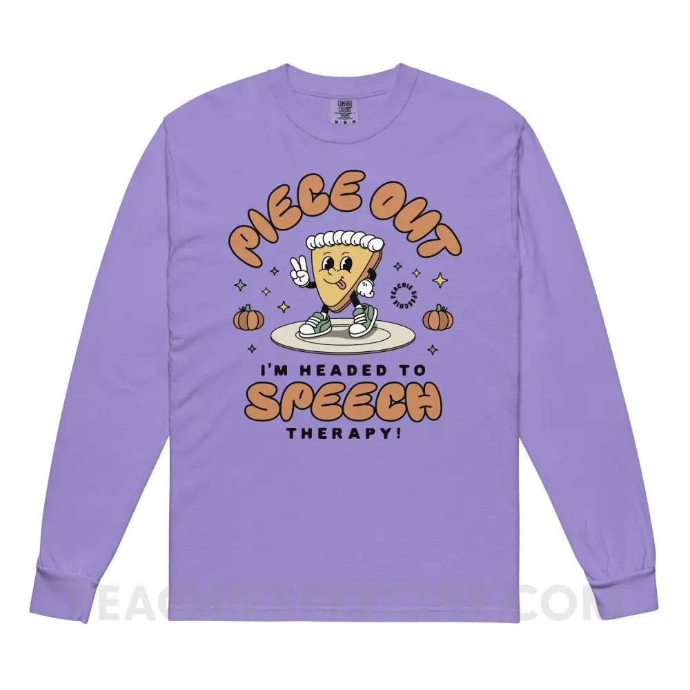 Piece Out Pumpkin Pie Comfort Colors Long Sleeve - Violet / S - peachiespeechie.com