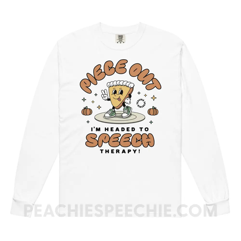 Piece Out Pumpkin Pie Comfort Colors Long Sleeve - White / S - peachiespeechie.com