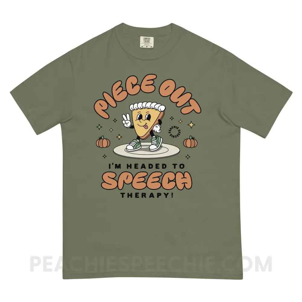 Piece Out Pumpkin Pie Comfort Colors Tee - Moss / S - peachiespeechie.com