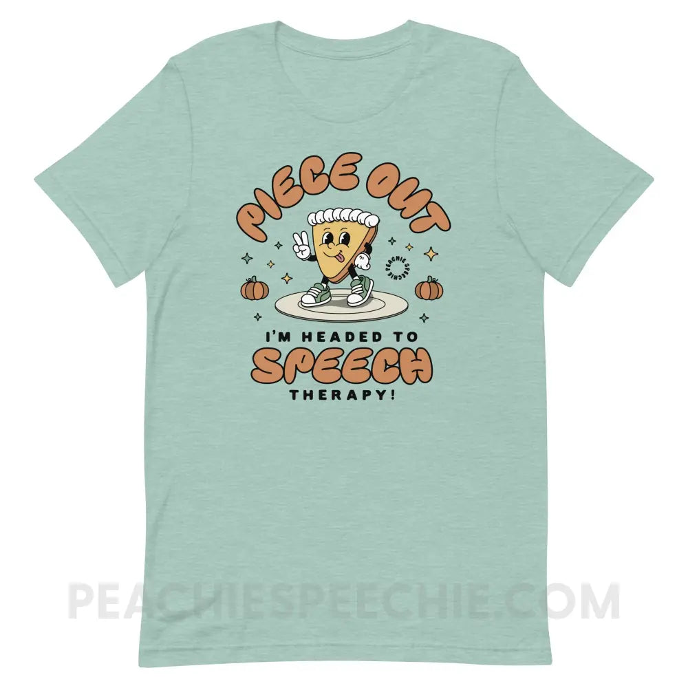 Piece Out Pumpkin Pie Premium Soft Tee - Heather Prism Dusty Blue / XS - peachiespeechie.com