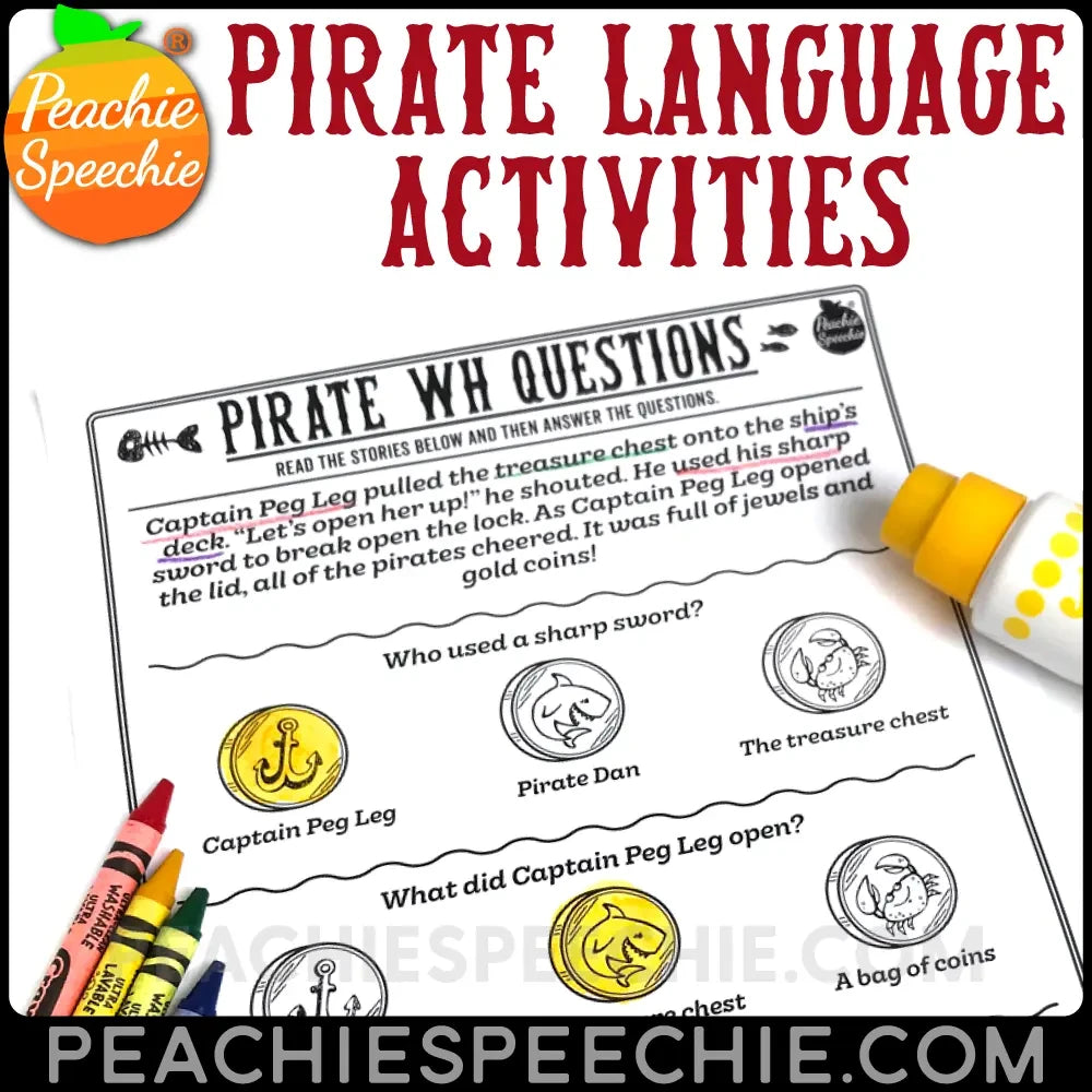 Pirate Language Activities for Speech Therapy - Materials peachiespeechie.com