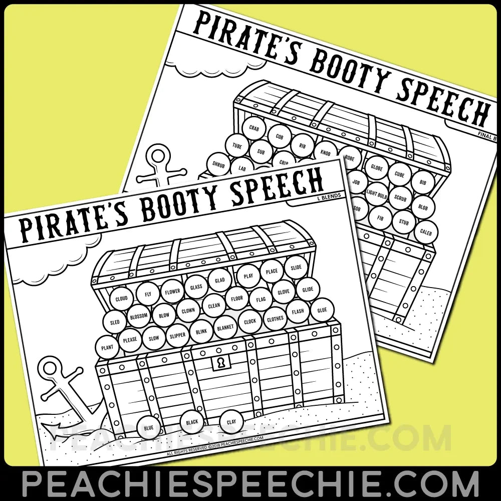 Pirate’s Booty Speech: Articulation Therapy Dot Activity - Materials peachiespeechie.com