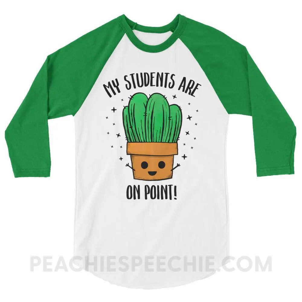 On Point Baseball Tee - White/Kelly / XS T-Shirts & Tops peachiespeechie.com