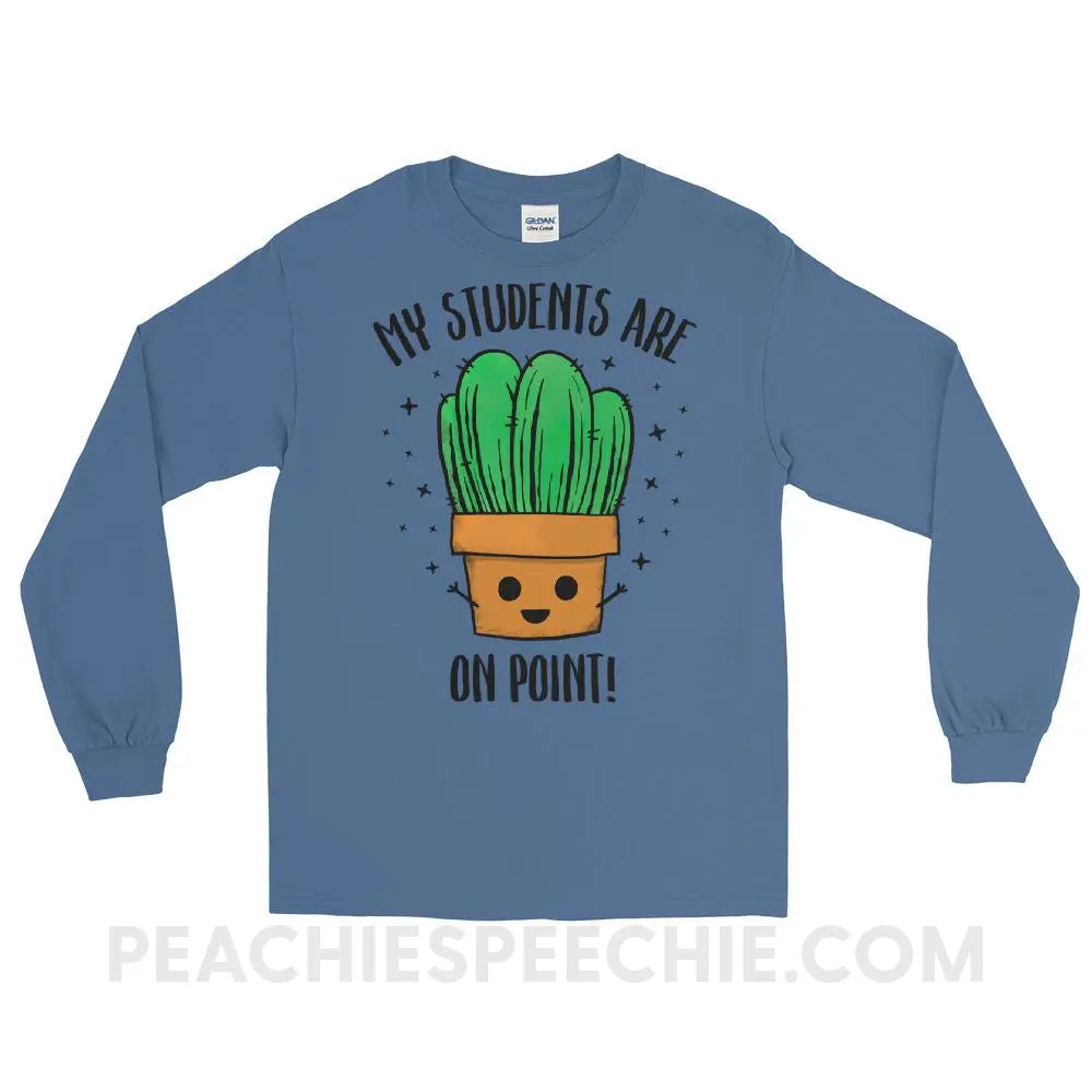 On Point Long Sleeve Tee - Indigo Blue / S - T-Shirts & Tops peachiespeechie.com