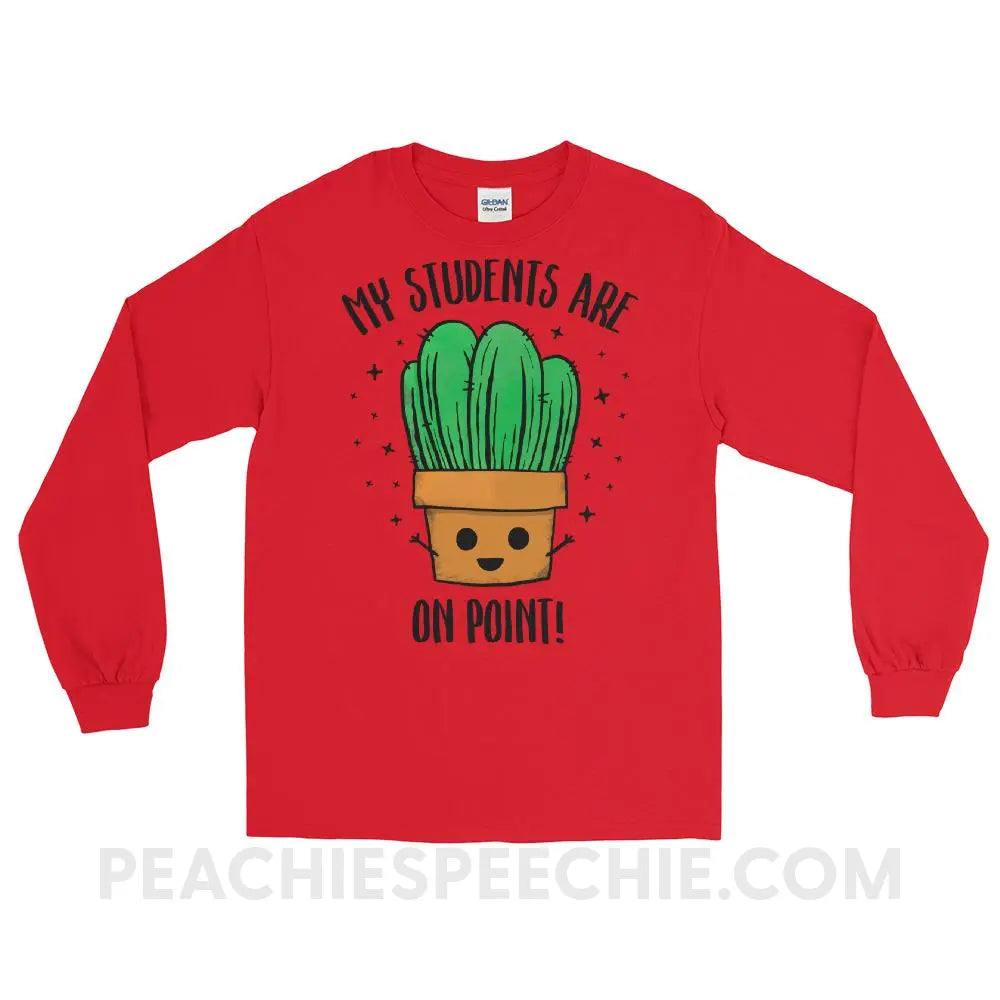 On Point Long Sleeve Tee - Red / S - T-Shirts & Tops peachiespeechie.com