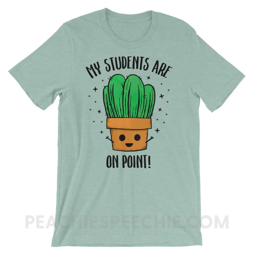 On Point Premium Soft Tee - Heather Prism Dusty Blue / XS - T-Shirts & Tops peachiespeechie.com