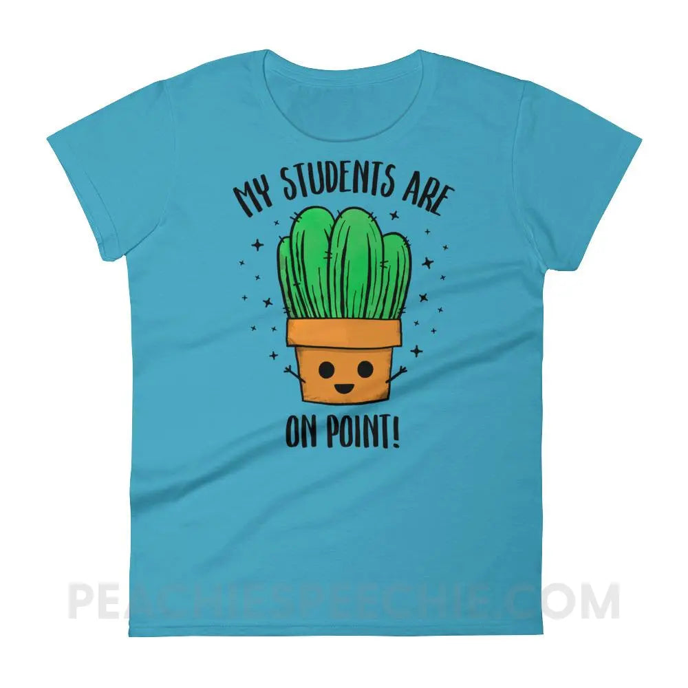 On Point Women’s Trendy Tee - Caribbean Blue / S - T-Shirts & Tops peachiespeechie.com