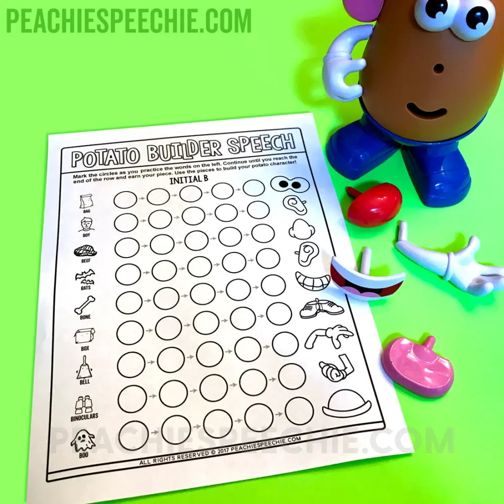 Potato Builder Speech: No Prep Articulation Sheets Toy Companion - Materials peachiespeechie.com
