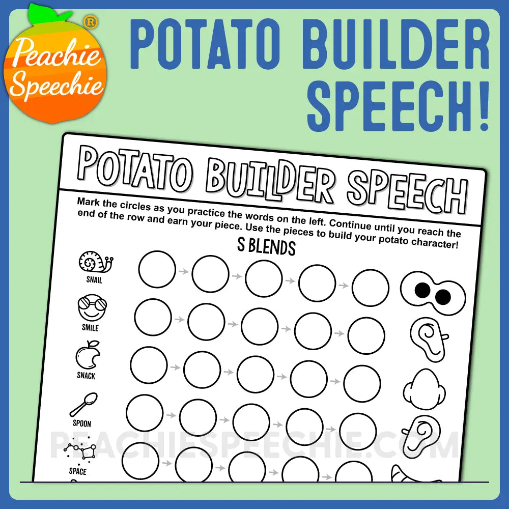 Potato Builder Speech: No Prep Articulation Sheets Toy Companion - Materials peachiespeechie.com