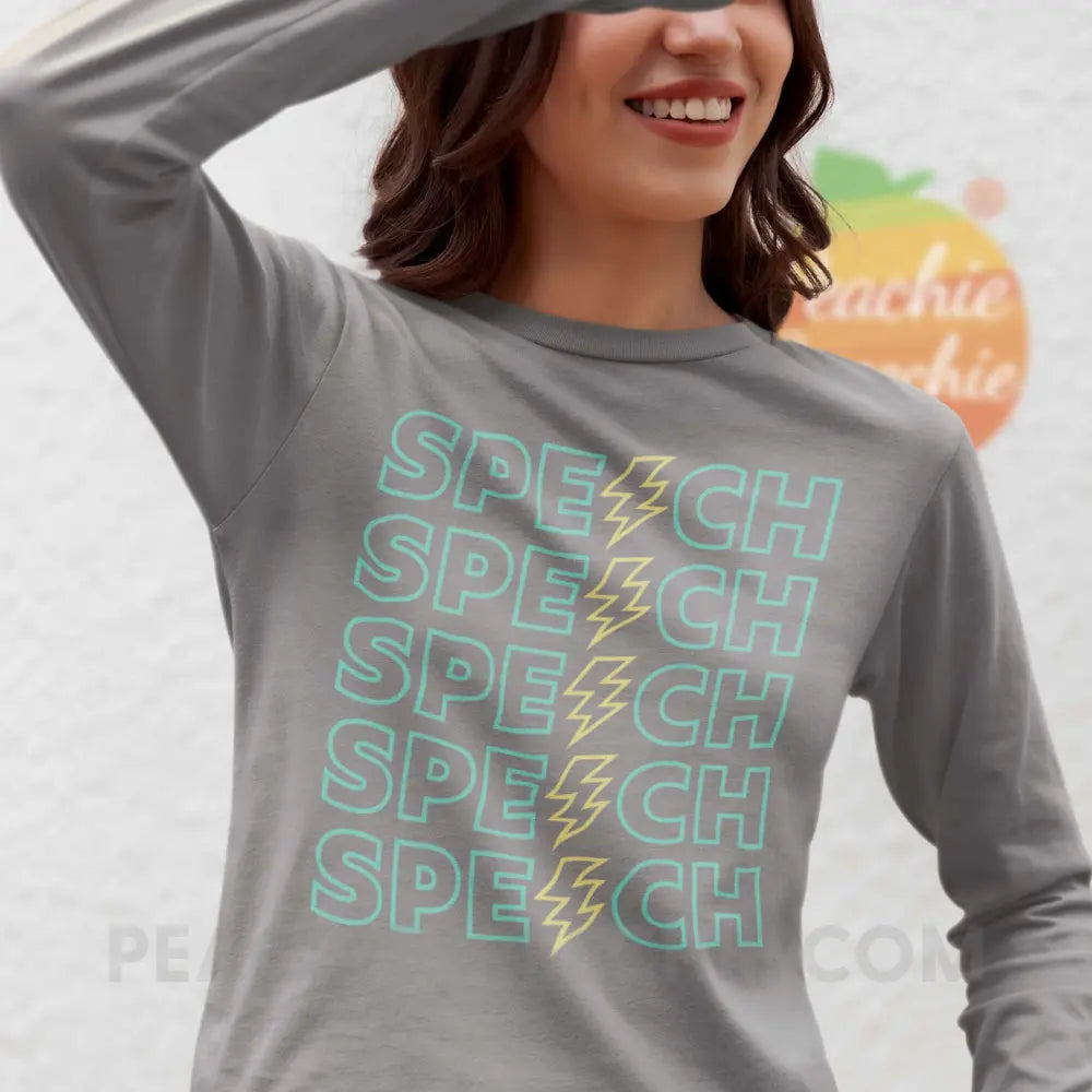 Power of Speech Comfort Colors Long Sleeve - Grey / S - peachiespeechie.com