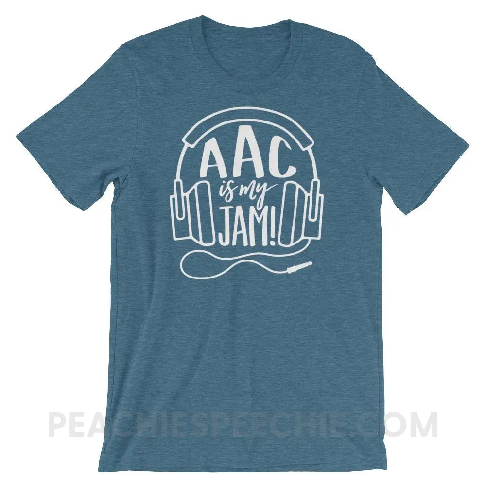 AAC Is My Jam Premium Soft Tee - Heather Deep Teal / S - T-Shirts & Tops peachiespeechie.com