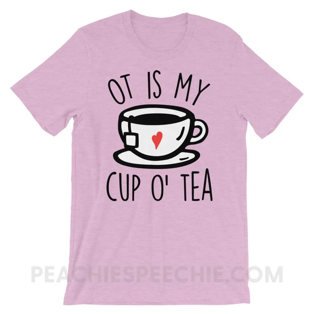 OT Is My Cup O’ Tea Premium Soft Tee - Heather Prism Lilac / XS - T-Shirts & Tops peachiespeechie.com