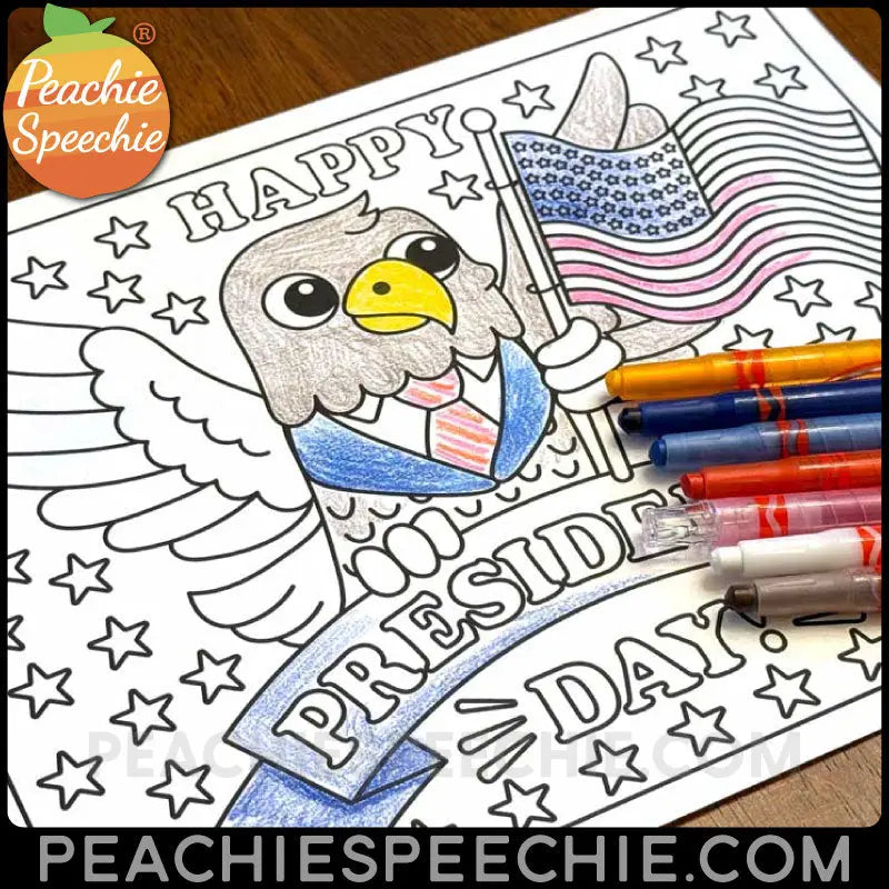 Presidents’ Day Coloring Sheet - Materials peachiespeechie.com