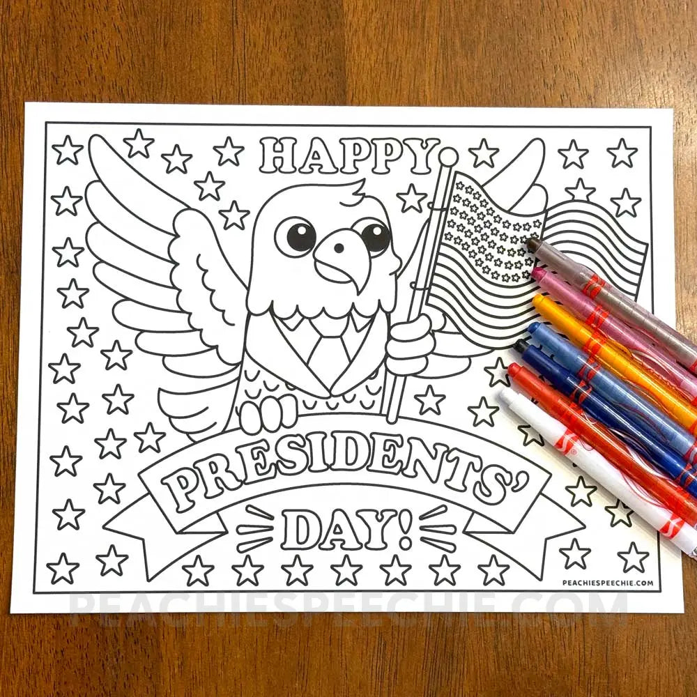 Presidents’ Day Coloring Sheet - Materials peachiespeechie.com