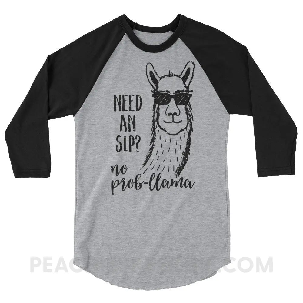 No Prob-llama! Baseball Tee - Heather Grey/Black / XS - T-Shirts & Tops peachiespeechie.com